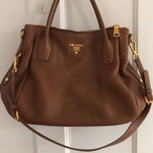 Brown leather Prada tote bag